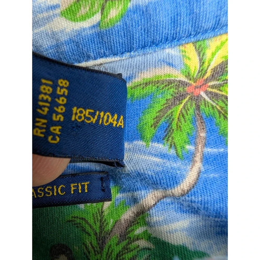 Ralph Lauren Polo Shirt Men's XL Blue Orange Hula Girl Hawaiian Island‎ Tropic